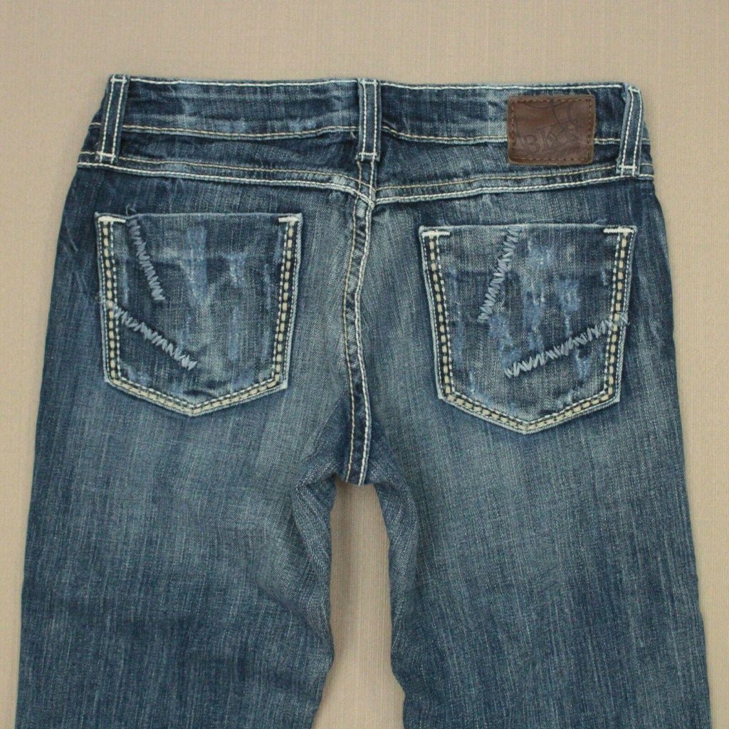 Bke Sarah Stretch Cropped Jeans Women's Size 25 Distressed Medium Wash Denim